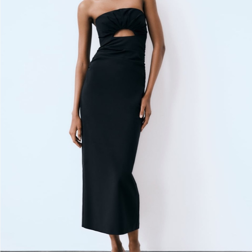 Black strapless cutout midi dress xsmall new without tags Never worn